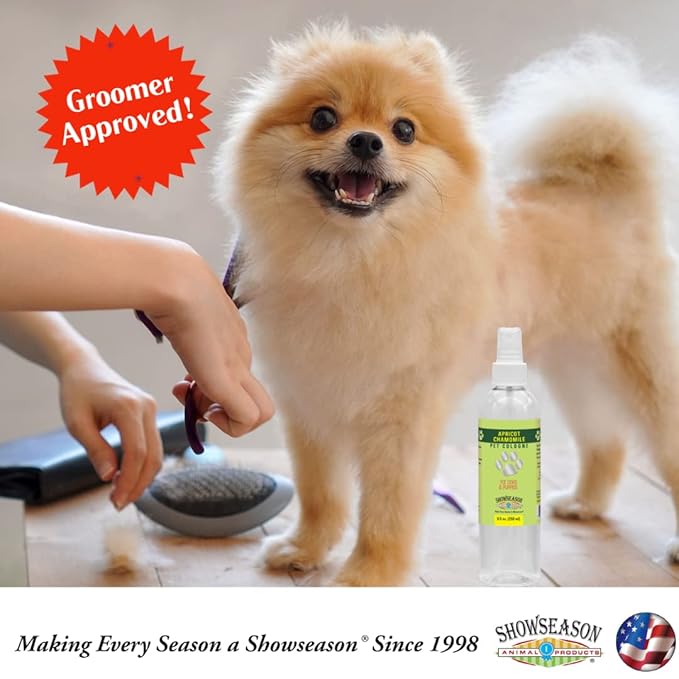 Showseason® Apricot Chamomile Pet Cologne 8.5 oz For Dogs | Long-Lasting Odor Eliminator | Cruelty-Free | Paraben-Free | Biodegradable and Non-Toxic | Made in The USA