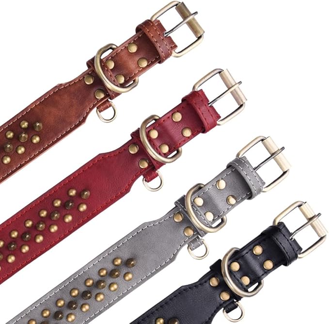 Spiked Dog Collar Soft Pu Leather Mushrooms Rivet Spike Studded Puppy Adjustable Pet Collars for Small Breeds (S, Black2)