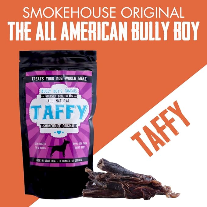 Bully Boy's Famous Beef Taffy | Free from Wheat, Corn, Soy, or Gluten | Safe, Healthy, and High Protein | with Slow Roasted & Smoked Beef Weasand | Made in Utah | 6 oz - 1 Pack