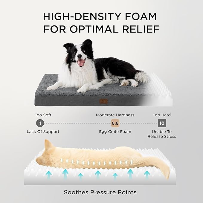Bedsure XL Dog Beds Large Sized Dog -Comfy Flat Extra Large Pet Beds with Removable Washable Cover, Orthopedic Egg Crate Foam Mat, Suitable for Pet Up to 100 lbs
