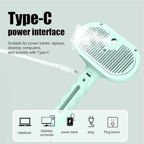 3-in-1 Pet Steam Brush, Grooming Comb with Water Tank for Cats and Dogs, Long and Short Hair (Green)