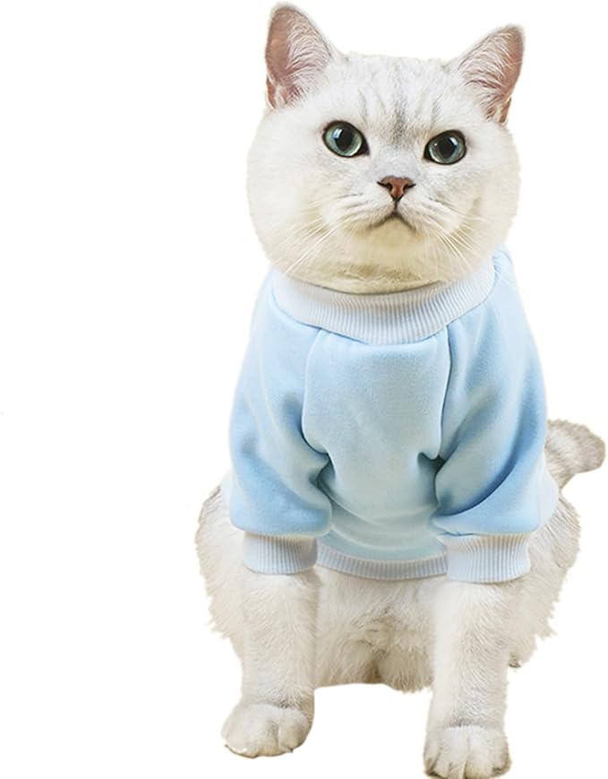 Puppy Sweater for Small Dogs Clothes Warm Winter Cat Clothe Pet Sweatshirt Knitwear Doggie Kitten Clothing, Light Blue, X-Small