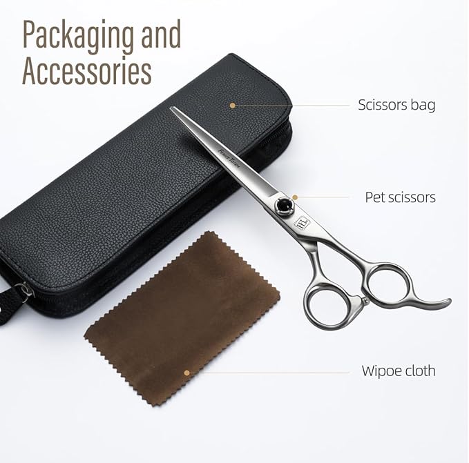 Dog Grooming Scissors: 7 inch Pet Shears Made Of Japanese 9CR Advanced Stainless Steel Professional Grooming Scissors for Dogs Cats and Other Pets