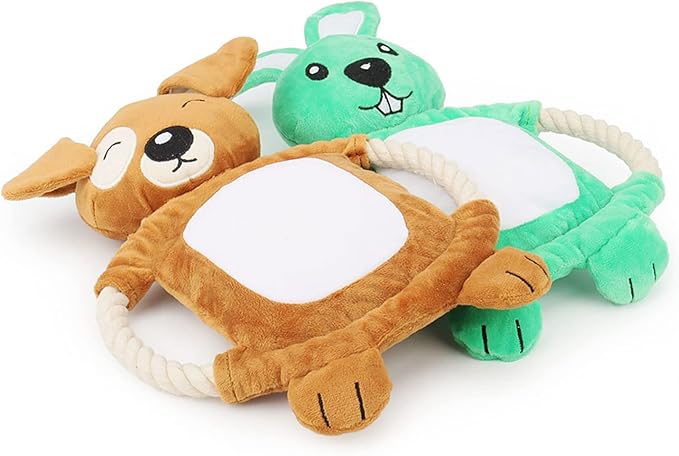 Squeaky Dog Toys , Funny Dog Toys Stuffed Plush Dog Toy , Cute Dog Rabbit Dog Birthday Gift Dog Chew Toys Pet Toys for Small Medium and Large Dogs(Green Rabbit)