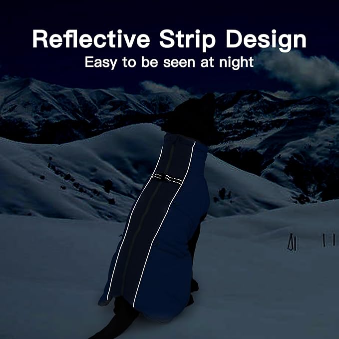 Dog Coat Dog Winter Jacke- XX Large, Warm Zip Up Snowsuit Dog Harness Vest Reflective Water-Resistant Dog Coat Dog Snow Jacket for Large Dogs Border Collie, Pit Bull, Royal-Blue
