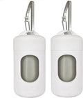 Dog Poop Bag Dispenser for Leash with Snap Clip, Skin-friendly Texture Waste Bag Holder for Dog Walks and Cats, Pets Litter Bag Container, Indoor & Outdoor Use (White, 2)
