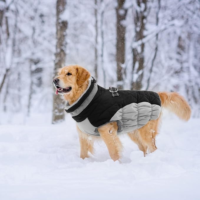 Lelepet Dog Coat Warm Dog Winter Coat Waterproof Dogs Jacket with Harness Built in Reflective Pet Fleece Vest Zip-Up Cold Weather Coats for Small Dogs Turtleneck & Windproof Coats Yorkie Black S
