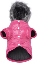 LESYPET Dog Coat for Small Dogs, Windproof Doggie Puffer Jacket with Leash Hole, Extra Warm Dog Jacket Winter Coat, Pink XXL