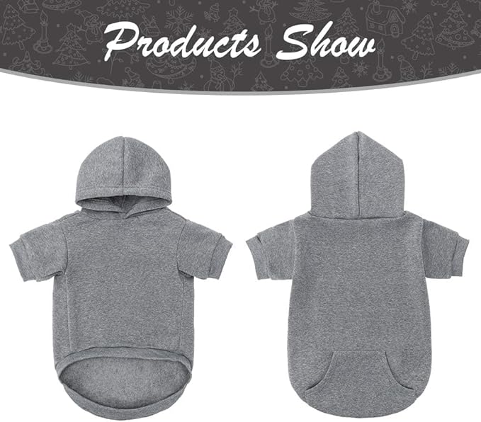 KOOLTAIL Basic Dog Hoodie - Soft and Warm Dog Hoodie Sweater with Leash Hole and Pocket, Dog Winter Coat, Cold Weather Clothes Sweatshirt for Small Medium Large Dogs Puppy Cat Boys Girls Grey SM