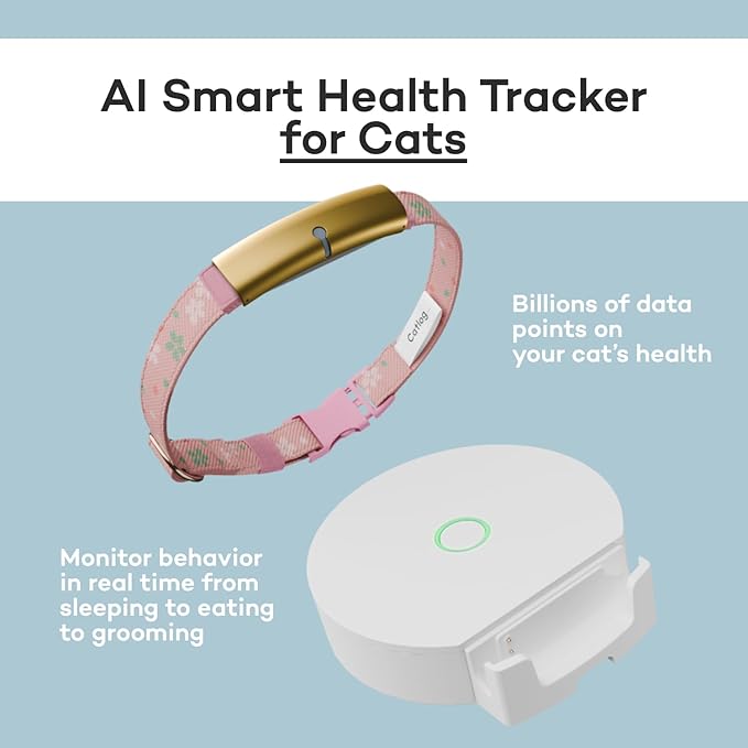 Health Tracker for Cats - Smart Cat Collar with Safety Breakaway Buckle for Indoor Cats, Wellness Alerts, Real-time Monitoring (Pop (Mosaic),M)