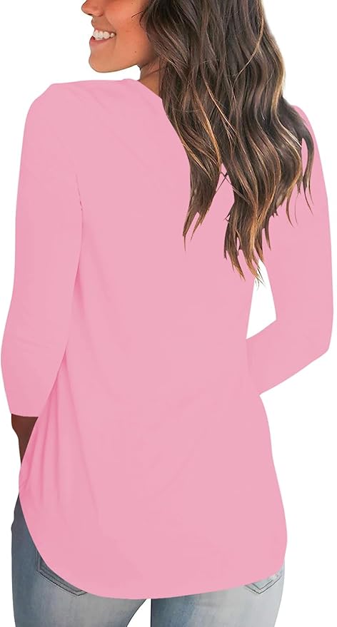 Tobrief Women's Long Sleeve V-Neck Shirts Fall Graphic Tees Loose Casual T-Shirt
