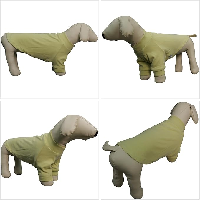Lovelonglong Ribbed Dog T-Shirt Cotton Knitted Dog Sweaters for All Season Pet T-Shirts for Large Medium Small Dogs Chartreuse L