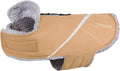 VIVAGLORY Snowrap Dog Coat, Jacket with Harness Hole & Velcro Closure, Dog Coat for Winter & Cold Weather, Fluffy Warm Fleece Lined Reflective Water Resistant for Puppy, L, Khaki