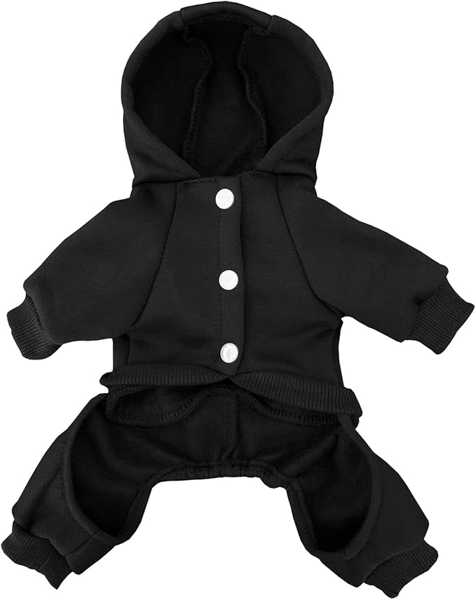 Dog Hoodie Clothes with Pocket 4 Legs Jumpsuit Fleece Sweater Winter Sweat Shirt Warm Cotton Hoodies for Small Dog Medium Large Cat Black 3XL