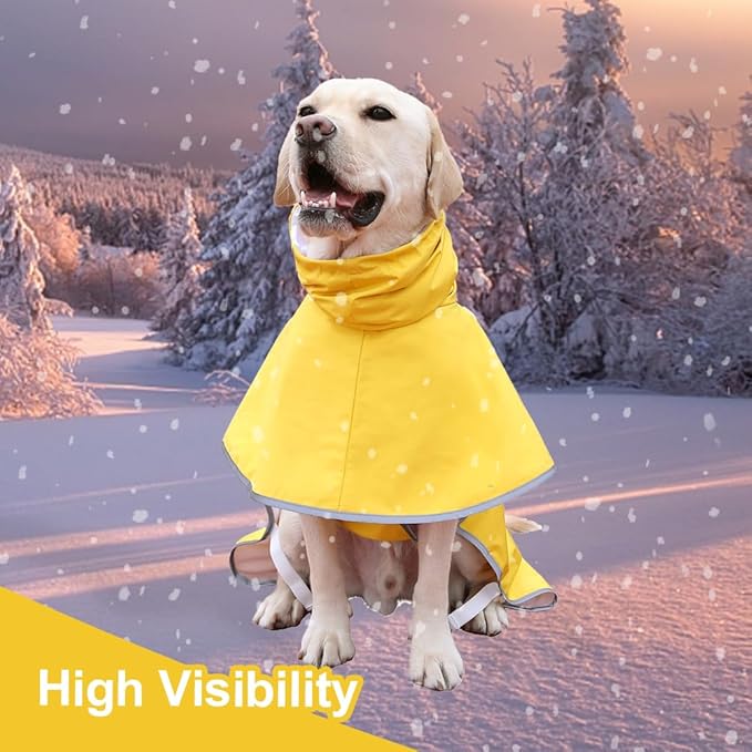 Dog Raincoat Waterproof Dog Rain Coat with Hoodile, Reflective Adjustable Lightweight Pet Rain Jacket for Medium Large Dogs(Yellow, 7XL)