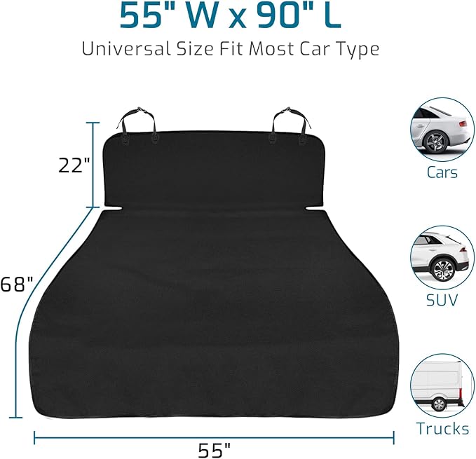 Veckle Cargo Liner, Cargo Liner for Dog, Large Size Pet Cargo Cover Trunk Mat Waterproof Scratchproof Dog Seat Cover for SUVs Sedans Vans, Black