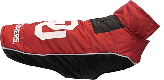 Pets First Collegiate Oklahoma Sooners Puffer Vest for Dogs & Cats. Size Small. Warm, Cozy, and Waterproof Dog Coat, for Small and Large Dogs/Cats.