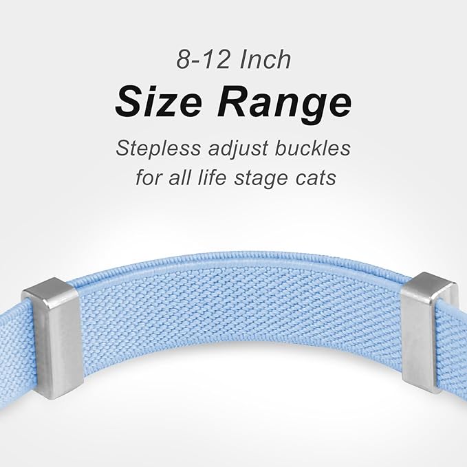 AirTag Cat Collar, Ultra Elastic Cat Tracker Collar with Apple Air Tag Holder, [Lightweight][Scratch Resistant] Stepless Adjustable GPS Pet Collar for Cats Kittens [Blue]