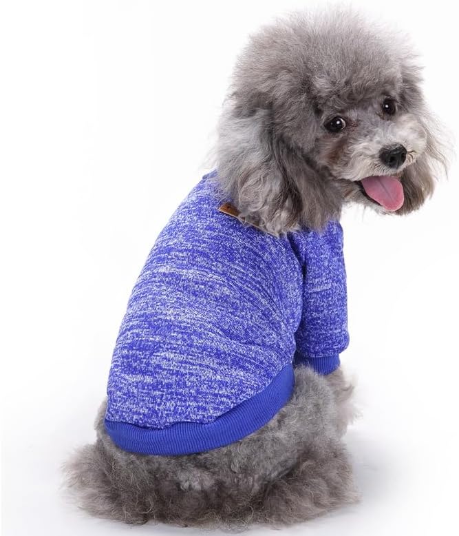 2 Pieces Pet Dog Classic Knitwear Sweater, Fleece Coat for Small,Medium Dogs,Warm Pet Dog Cat Clothes,Soft Puppy Customes for Chihuahua Yorkshire Tzu (Blue Dark Navy,S)