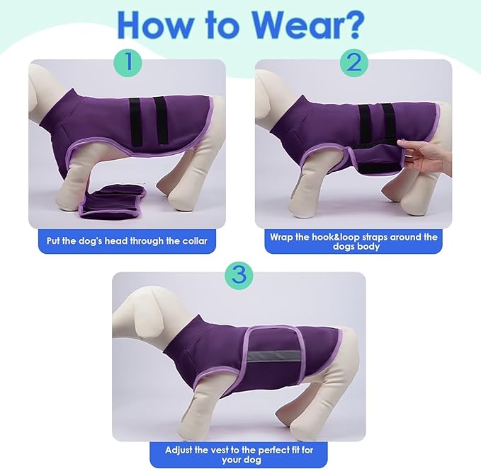 MIGOHI Dog Anxiety Relief Coat,Comfort Anxiety Vest for Dogs,Adjustable Dog Anxiety Calming Wrap for Fireworks,Thunderstorms,Travel, Separation, Anxiety Jacket for Large Dogs, XL,Purple
