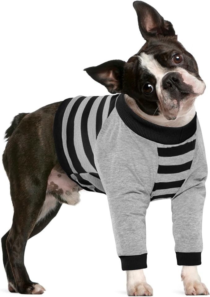FUAMEY Dog Recovery Sleeve with Elbow Protector,Dogs Shirt Stop Licking Joints,Pet Long Sleeve Suit Protecting Dog's Front Leg Arm Wounds Cover Skin Conditions Black Stripes M
