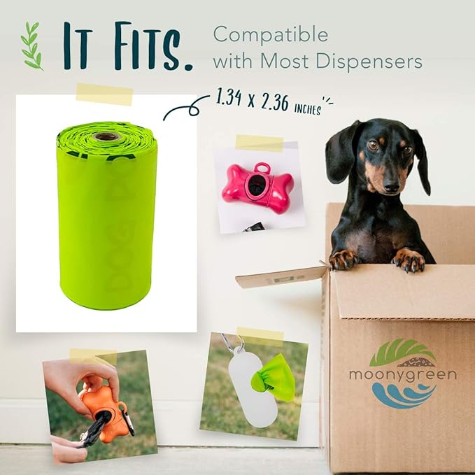 Certified Compostable Dog Poop Bag Rolls, Landfill friendly Doggie Poop Bags, Vegetable-Based, ASTM D6400, Unscented, Extra Thick, Leak Proof, Size 9 x 13 Inches, Refills 240 Counts
