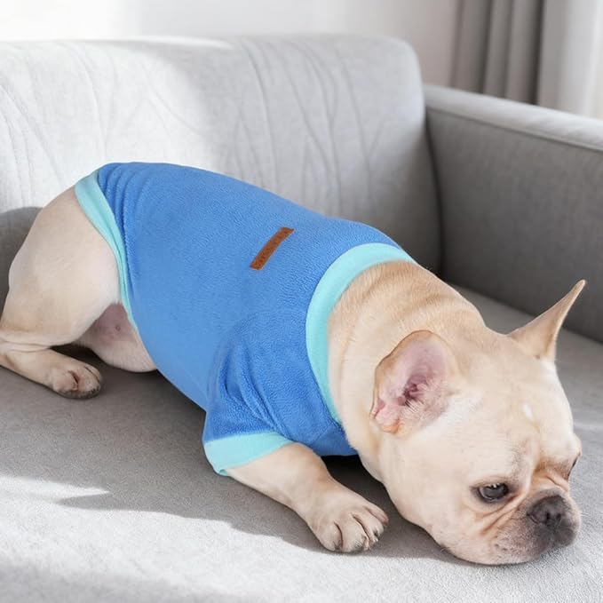 GreenJoy Classic Fleece Dog Sweater – Soft & Warm Stretchy Sweatshirt for Small Dogs & Cats, Cold-Weather Pullover for Everyday Wear (Dark Blue, Medium)