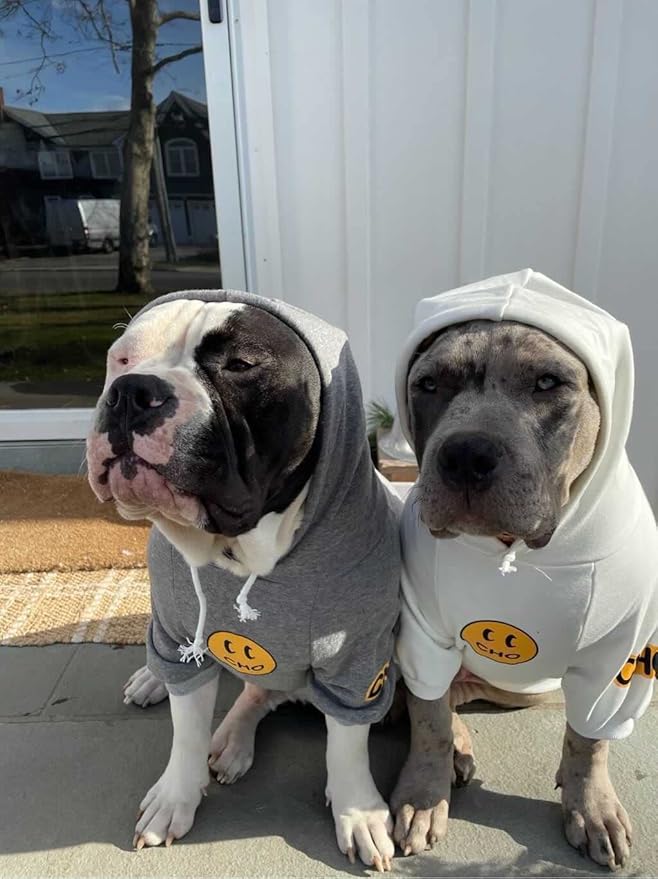 ChoChoCho Smiley Dog Hoodie Stylish Dog Clothes Smiley Face Sweater Cotton Sweatshirt Fashion Outfit for Dogs Cats Puppy Small Medium Large (XX-Large, Grey)