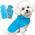 Dog Raincoat Dog Rain Jacket Poncho Waterproof Pet Rain Suit Double Layer Breathable Lining Hooded Leash Hole Adjustable Puppy Small Medium Dogs,Blue,L