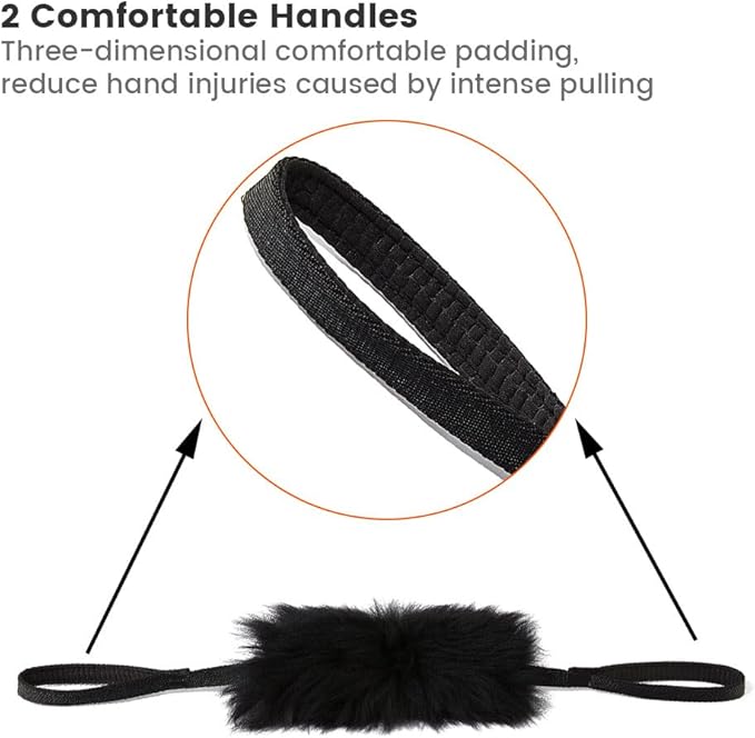 HOWGO Dog Bungee Chaser Toy Double Handles Natural Sheepskin Fur for All Breeds(MintGreen,2Pack)