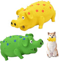 Pig Squeaky Dog Toy, 2 PCS Interactive Rubber Dog Chew Toy - Durable Latex Spot Grunting Pig Toys That Oink for Small Medium Large Dogs (Yellow, Green)