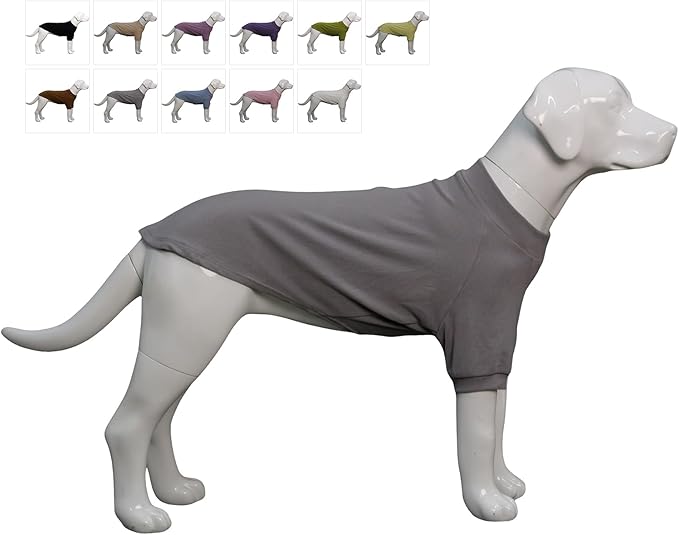 Lovelonglong Ribbed Dog T-Shirt Cotton Knitted Dog Sweaters for All Season Pet T-Shirts for Large Medium Small Dogs Dark Gray XL