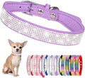 Serijoars Small Dog Collar with Rhinestone Crystal Diamond Colorful Bling Girl Puppy Cat Collars (XS, Purple)