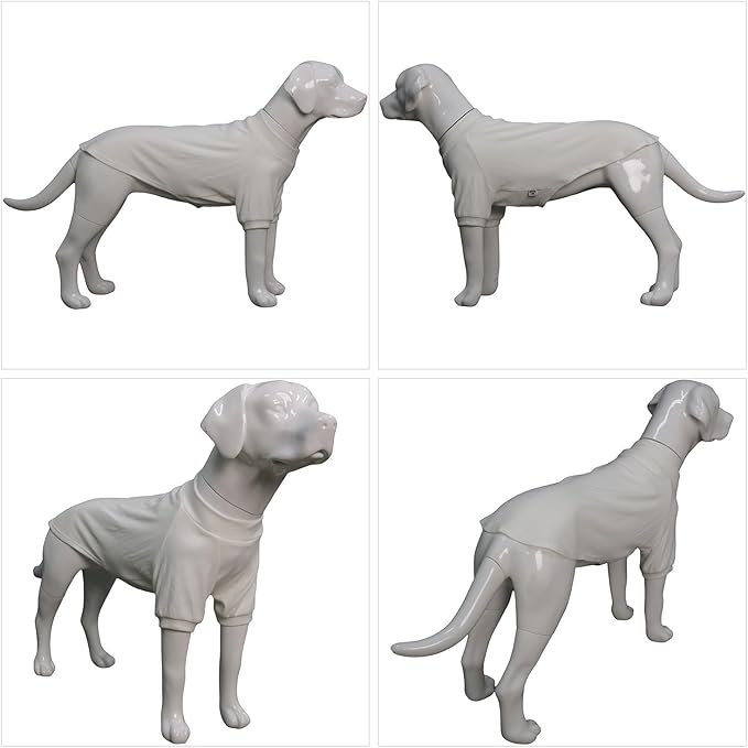 Lovelonglong Ribbed Dog T-Shirt Cotton Knitted Dog Sweaters for All Season Pet T-Shirts for Large Medium Small Dogs Off White S