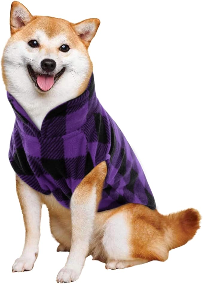 Kama Bridal 3 Pack Dog Coat - Spring, Autumn, Winter - Fleece Vest for Cats & Dogs - Small & Medium - Red, Pink, Purple Plaid (M)