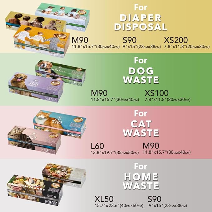 BOS Odor-Sealing Dog Poop Bags for Pet Waste - Disposal Doggy Bags - Scent & Smell Free (100Bags) [Size: XS, Color: Light Mint Green] (Pack of 1)