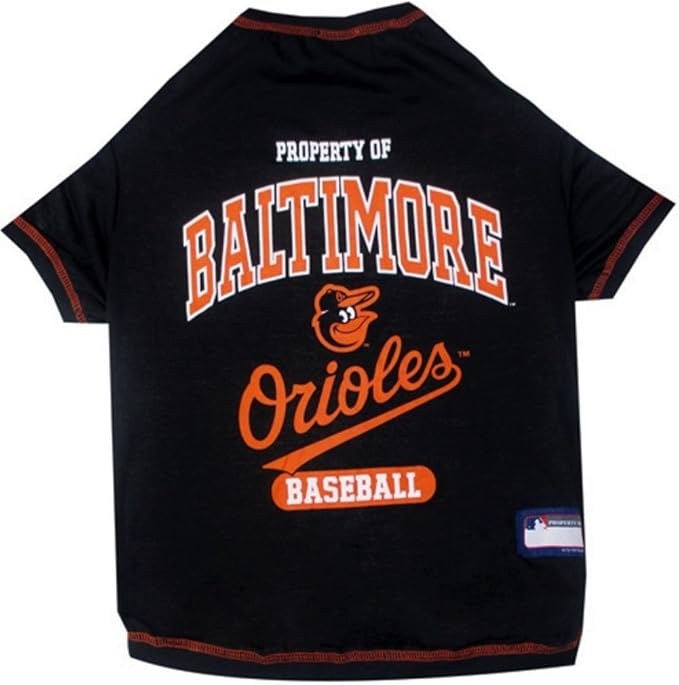 MLB Baltimore Orioles Dog T-Shirt, Large. - Licensed Shirt for Pets Team Colored with Team Logos. - Premium Stretchable Materials for The Comfort of Your Dog & cat.
