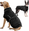 FUAMEY Dogs Warm Jackets Cold Weather, Extra Large Dog Coat Fleece Lined, Thermal Sow Winter Outfits, Adjustable Sleeveless Doggy Vest with Harness Hole (Black, 2XL)