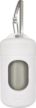 Dog Poop Bag Dispenser for Leash with Snap Clip, Skin-friendly Texture Waste Bag Holder for Dog Walks and Cats, Pets Litter Bag Container, Indoor & Outdoor Use (White, 1)