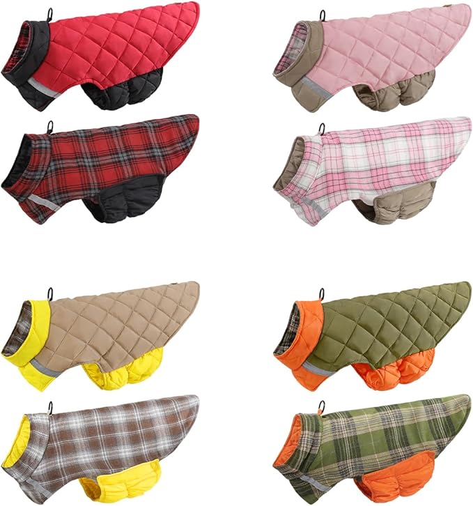 Reversible Waterproof Dog Coat - Adjustable Winter Jacket for Small to Large Breeds, Warm Cold Weather Apparel for Medium Dogs (Pink & Khaki, X-Large (Pack of 1))