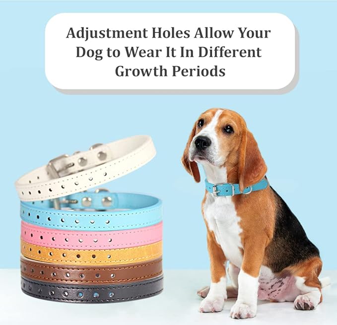 Puppy Collars for Litter - 14 Color Adjustable ID Collar Identification Leather Small Dog Collars for Puppy Medium Large Breed Dogs - Neck 6~13 Inches