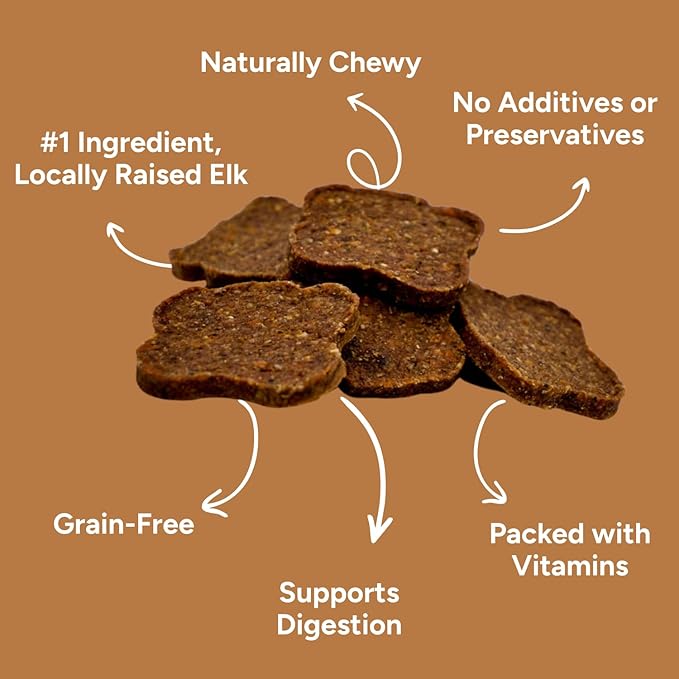 Gaines Family Farmstead Elk & Sweet Potato Dog Treats – 6 oz Natural, High-Protein, Grain-Free, Limited Ingredient Soft Chews for Gut Health and Sensitive Stomachs, Made in USA