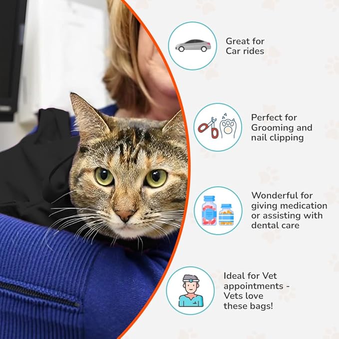 Cat-in-the-Bag Cozy Comfort Carrier - Extra Large Charcoal Cat Carrier Soft and Pet Carrier for Nail Clipping, Vet Visits, Medication Administration, Dental Care, and Traveling