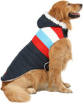 HDE Dog Puffer Jacket Fleece Lined Warm Dog Parka Winter Coat with Harness Hole Patriotic - L