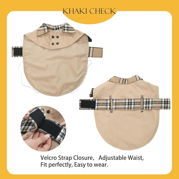 MAMORE Dog Jacket Waterproof Outdoor Vest for Smal Medium Large Dogs, Windproof Adjustable Breathable Lightweight Fashion Casual Dog Clothes (Khaki, Medium)
