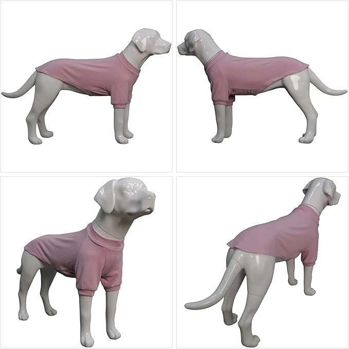 Lovelonglong Ribbed Dog T-Shirt Cotton Knitted Dog Sweaters for All Season Pet T-Shirts for Large Medium Small Dogs Light Pink S