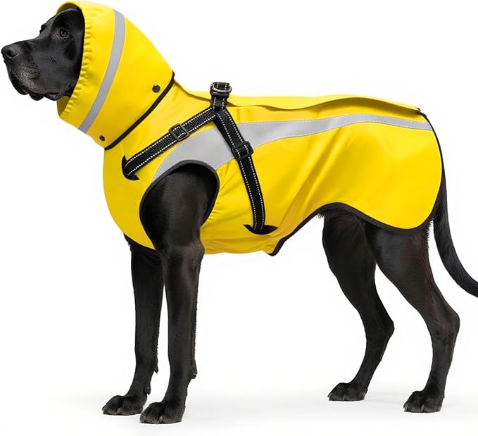 Mosucoirl Dog Raincoat Waterproof Raincoats for Dog Reflective Dogs Rain Jackets with Hood Hoodie Pet Rain Poncho Coat for Small Medium Large Dogs Puppies S-XXL (Yellow, XXL)