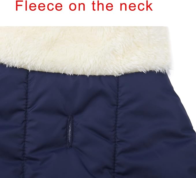 Fleece Lined Warm Dog Jacket for Puppy Winter Cold Weather,Soft Windproof Small Dog Coat,Blue S