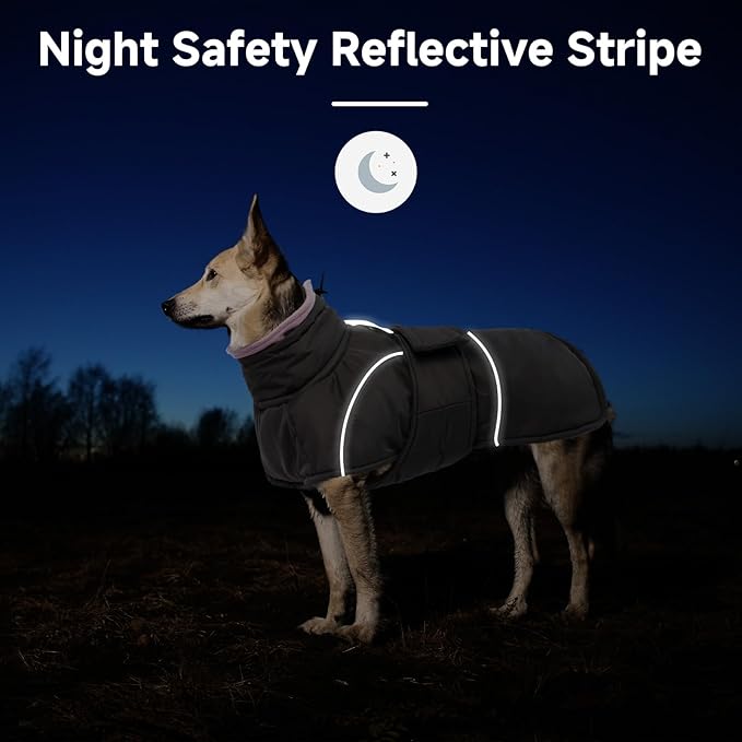 Dog Winter Coat for Small to Large Dogs(XS-XXXL)– Waterproof Windproof Fleece Lined Jacket with Reflective Trim,Pet Vest with Adjustable Buckles, Machine Washable Grey S