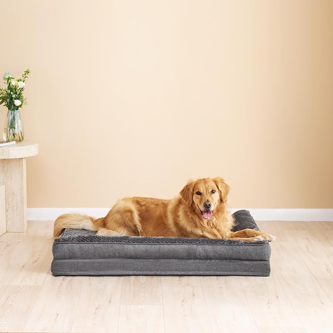 EHEYCIGA Memory Foam Orthopedic XL Dog Bed, Washable Dog Bed with Waterproof Lining Removable Cover, Extra Large Dog Bed Sofa with Nonskid Bottom XLarge Pet Couch Bed, 44x32 Inches, Dark Grey